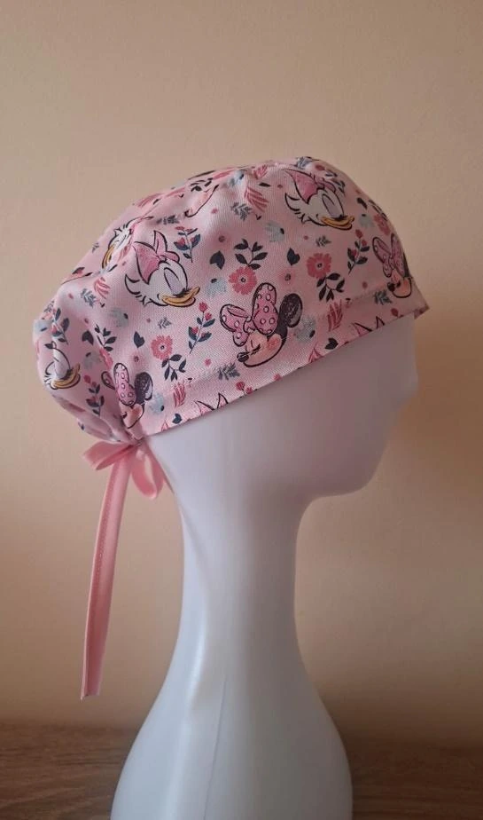 Cofia Minnie y Daisy fondo rosado